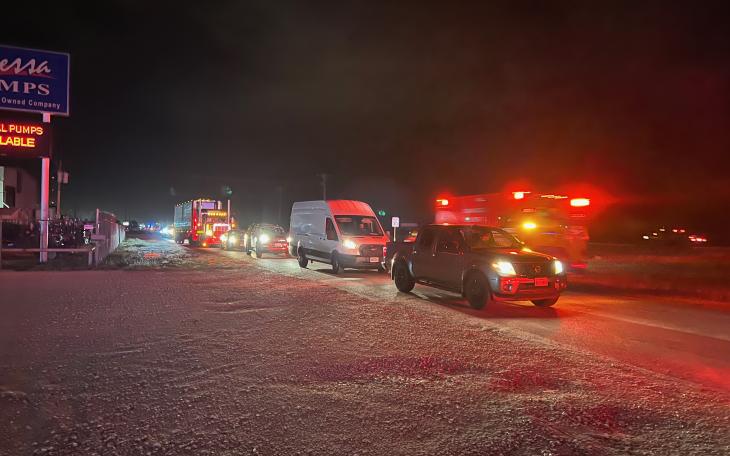 Ambulance rushing back to San Angelo from reported crash scene north of the US 87 N closure.