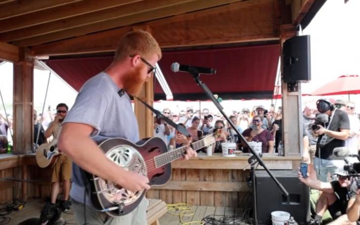 Singer/songwriter Oliver Anthony at a concert in North Carolina on August 13, 2023