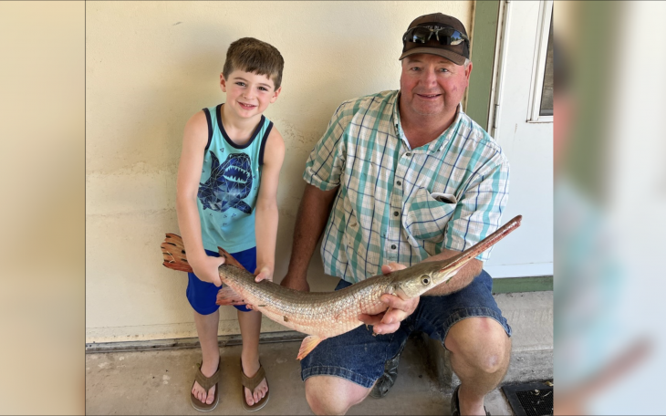 Kase Hahn caught a 6.20-lb Long Nose Gar at Lake Nasworthy