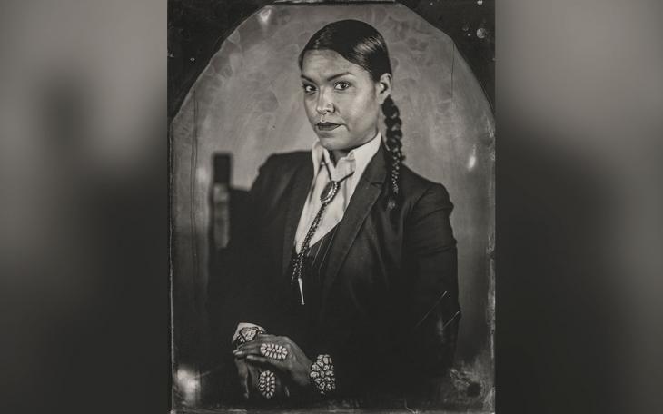 Will Wilson (b. 1969), Michelle Cook, Citizen of the Navajo Nation, UNM Law Student, 2013, printed 2018, archival pigment print from wet plate collodion scan, 22 x 17 in. Art Bridges. Photography of artwork by Brad Flowers.
