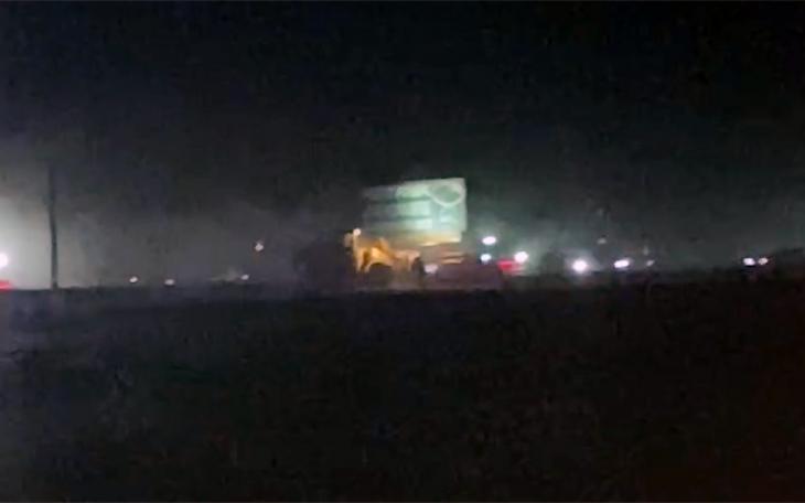 A stolen front-end loader raced down Highway 191 in Midland Friday night, Oct. 20, 2023.