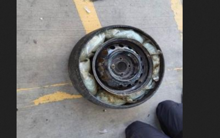 Fentanyl bundles in spare tire (Courtesy CBP)