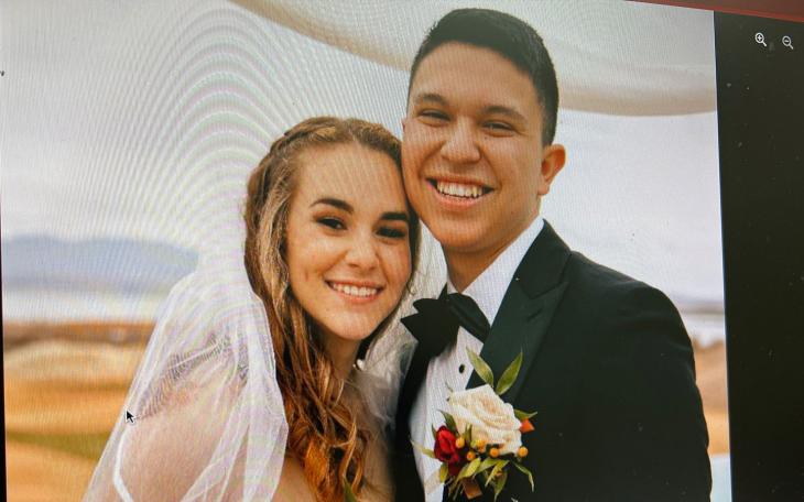 Wife Lexi Magdaleno and her husband Rubin &quot;Junior&quot; Magdaleno on their wedding day in 2020.