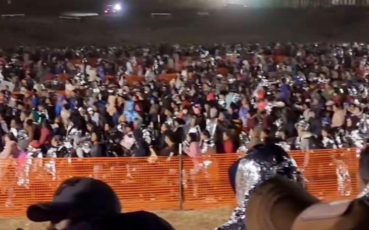Eagle Pass, Texas was flooded with illegal migrants starting Dec. 18, 2023. This screen grab from a video was filmed that night.