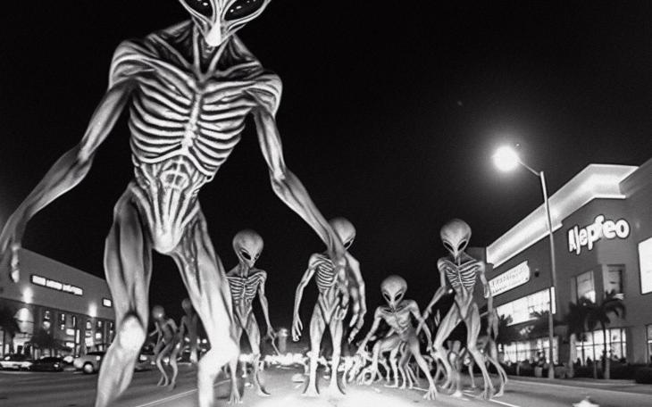 Aliens at mall sketch