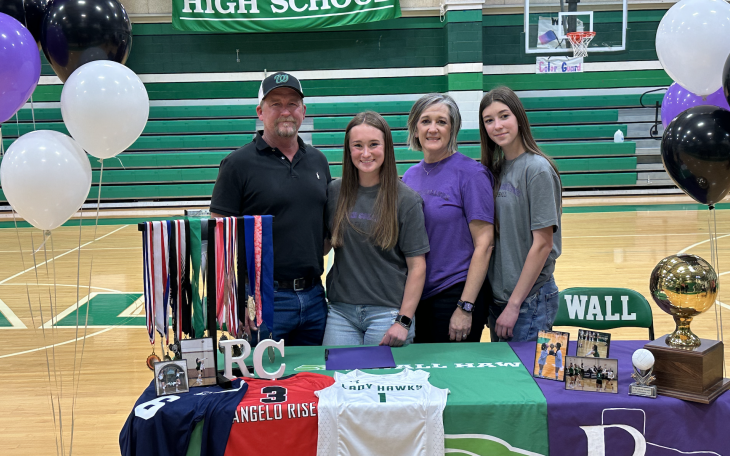 Wall Lady Hawks Paige Dickson and her family during her signing to play Volleyball at Ranger College