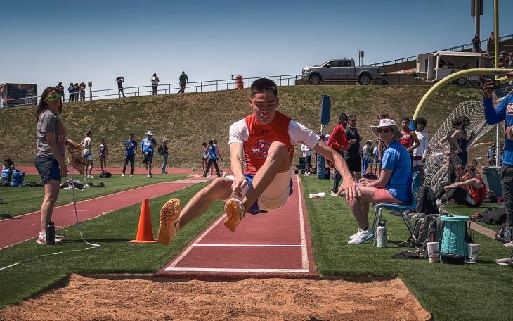 Central Bobcats Long Jumper Julian Atilano at the San Angelo Relays