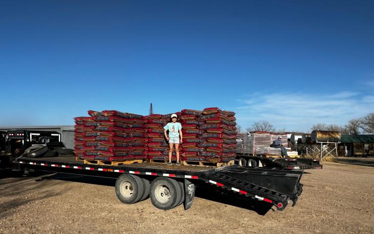 Palmer Feed in 50-pound bags on location at a ranch in the Panhandle