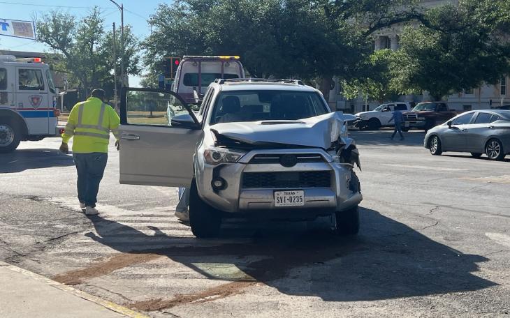 Toyota destroyed in front of library