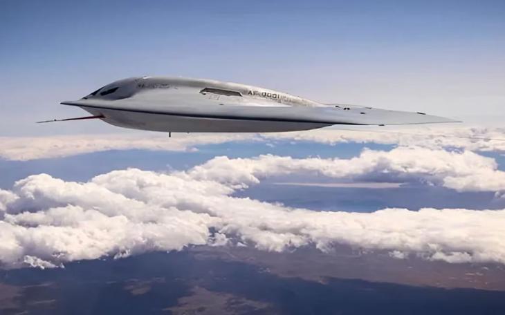 The B-21 Raider during flight tests, photo released 24 May 2024