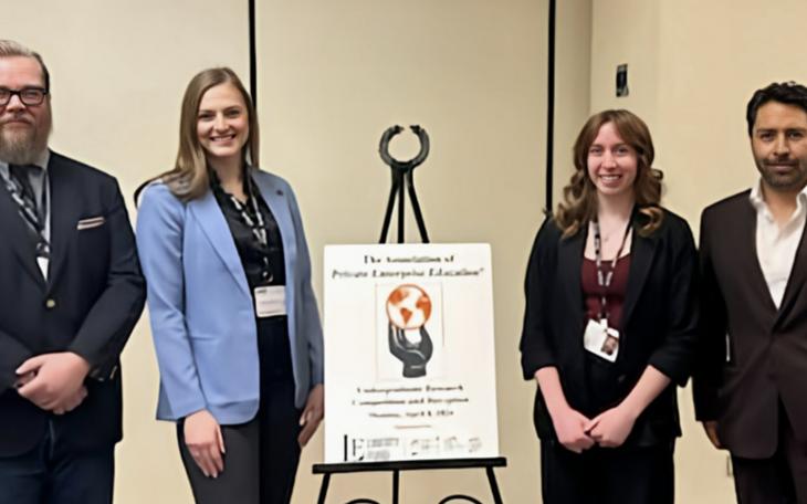 (L-R) Dr. Bryan Cutsinger, Emma Krehbiel, Maggie Brockman, Dr. Edwar Escalante