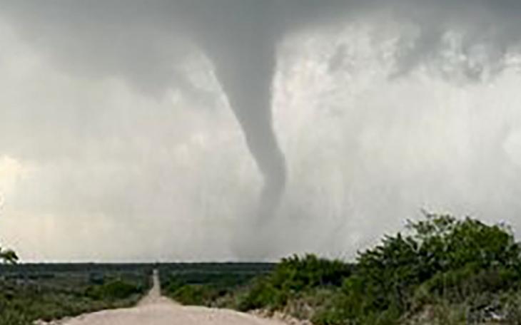 The tornado that touched down 3 miles east/southeast of Ballinger, Texas on May 2, 2024 at 1800 hours.