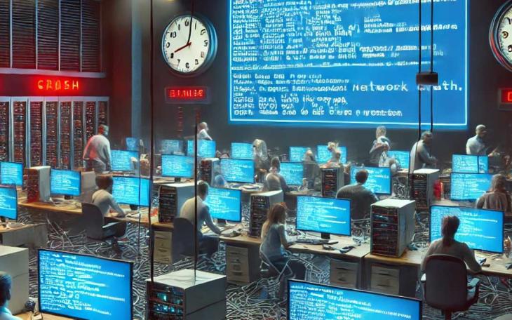 Computer network crash illustration