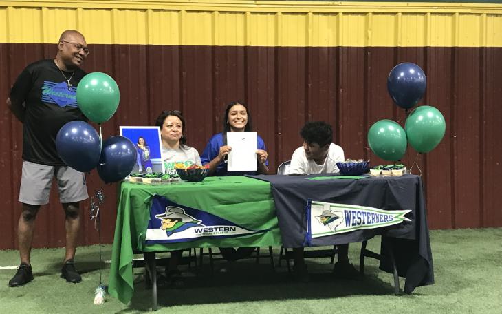 Lake View's Skylar Lacy signed to play softball at Western Texas College in Snyder on Tuesday, July 16, 2024.