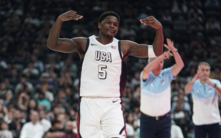 Team USA's Anthony Edwards in the United States exhibition win over Serbia