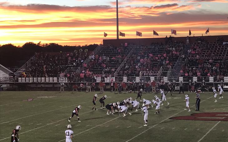 The Ballinger and Brady football teams play in a 2021 game.