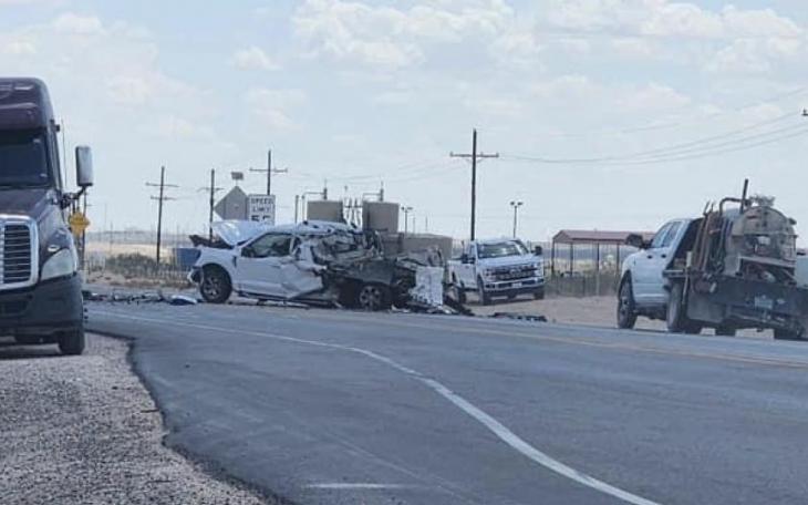 West Texas Oil Field Crash Wrecks Two Work Trucks