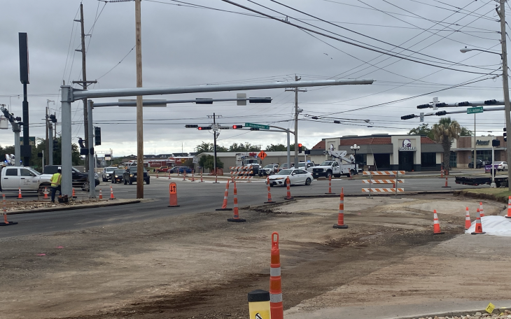 Construction at Knickerbocker Road and South Jackson Street