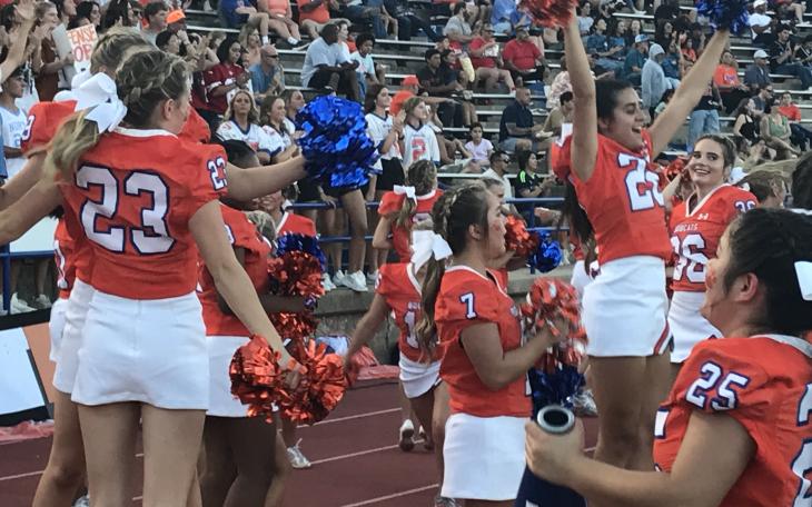 Central's cheerleaders celebrate after a touchdown against Belton on Friday, Sept. 20, 2024, at San Angelo Stadium.
