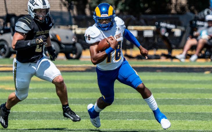 Angelo State quarterback Kaeden Smith finds some running room against Emporia State on Saturday, Sept. 7, 2024.