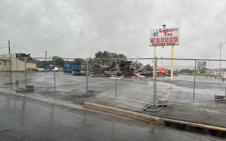 Crews Demo Building for New Chick-Fil-A