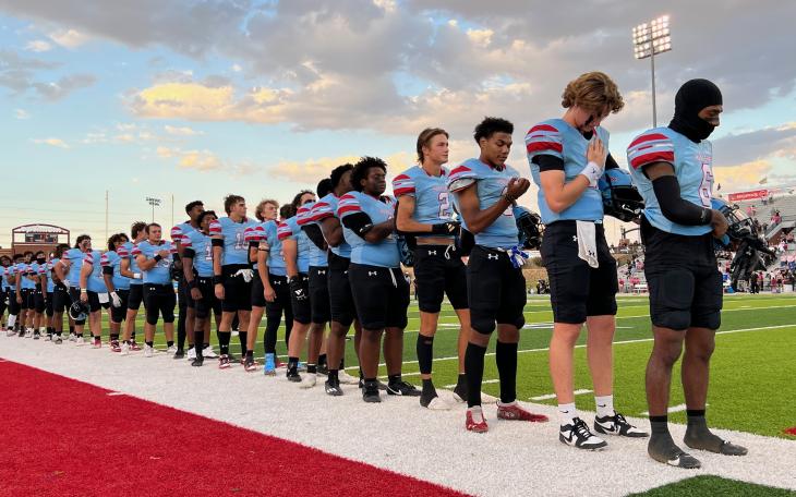 Lubbock Monterey pledges before facing Lubbock High on Oct 11, 2024.