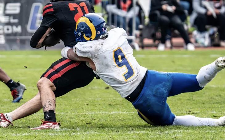 Angelo State's Kenton Allen makes a tackle against Western Oregon on Saturday, Nov. 9, 2024.