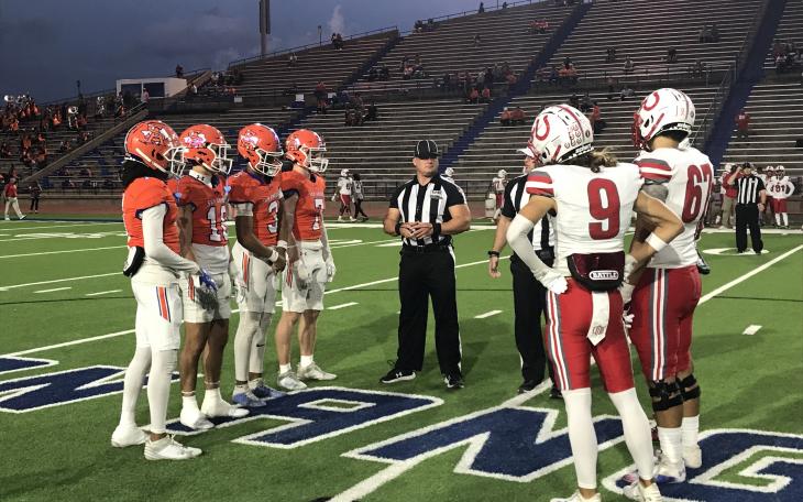 Lightning midway through the first quarter has delayed the San Angelo Central and Odessa High football game.