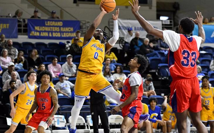 Angelo State's Carvell Teasett had a team-high 22 points in a win over Arlington Baptist on Tuesday, Nov. 19, 2024.