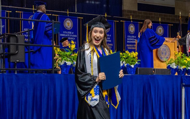 Nearly 750 Angelo State University students are scheduled to walk the stage during two fall commencement ceremonies on Saturday, Dec. 14, in the Junell Center/Stephens Arena, 2235 S. Jackson St.
