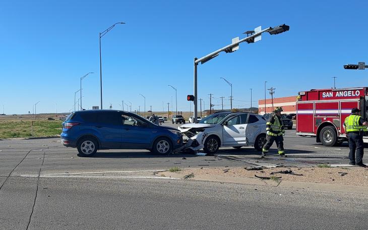 A three-vehicle crash on Sherwood Way on Monday caused two people to leave the scene in an ambulance.
