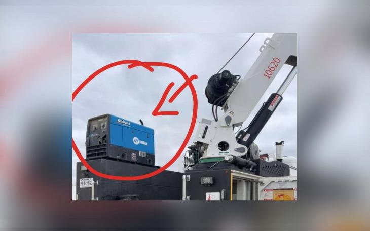 A welder was stolen off a truck parked at Robert’s Truck Center on Bell Street overnight, prompting an appeal to the public for help in locating the equipment.