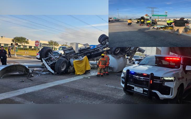 A major rollover crash involving a cement truck and a work truck left one person dead and another with potentially life-threatening injuries Tuesday morning near the 11044 block of Bammel N. Houston Road and Beltway 8.