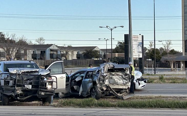 An infant and a woman were hospitalized following a four-vehicle crash Thursday morning on the 2700 block of West Loop 306.