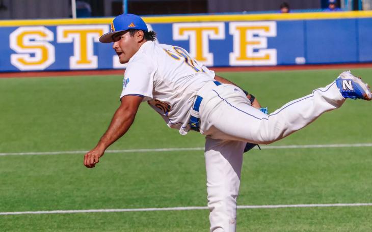 Alizaeh Hernandez throws a pitch for the Angelo State baseball team during the 2025 season.