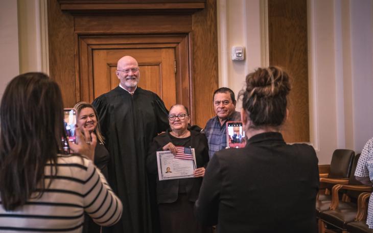 Sixteen people took the Oath of Allegiance and became U.S. citizens Wednesday morning during a naturalization ceremony at the O.C. Fisher Federal Building and U.S. Courthouse in San Angelo.