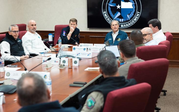 Governor Greg Abbott today provided an update during a press conference on Texas' response to wildfire threats in West Texas, potential flash flooding in East Texas, and severe winter weather impacting large portions of the state following a briefing with state officials at the State Operations Center in Austin.