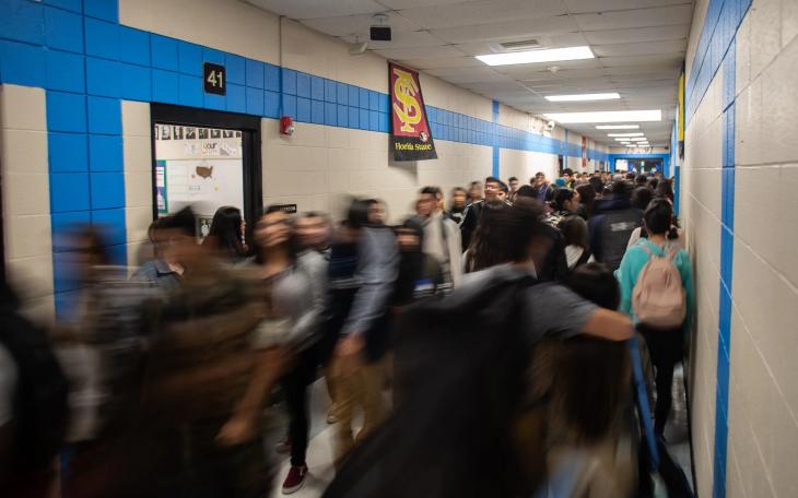 Passing period at United South High School in Laredo on Oct. 23, 2018. Credit: Rachel Zein for The Texas Tribune