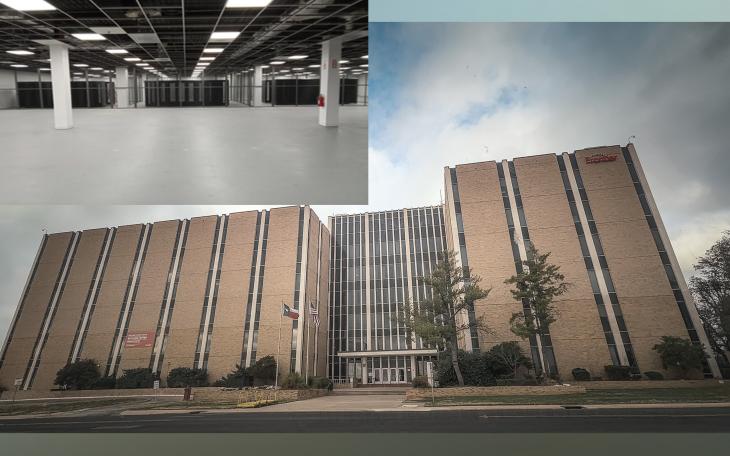 The six-story office and data center building at 2701 S. Johnson Street in San Angelo is now on the market. Originally built in 1955 and renovated in 2024, the property features office space, available leasing areas, and a data center on the first floor. The listing highlights expansion potential, with Cloudnium currently operating from the site.