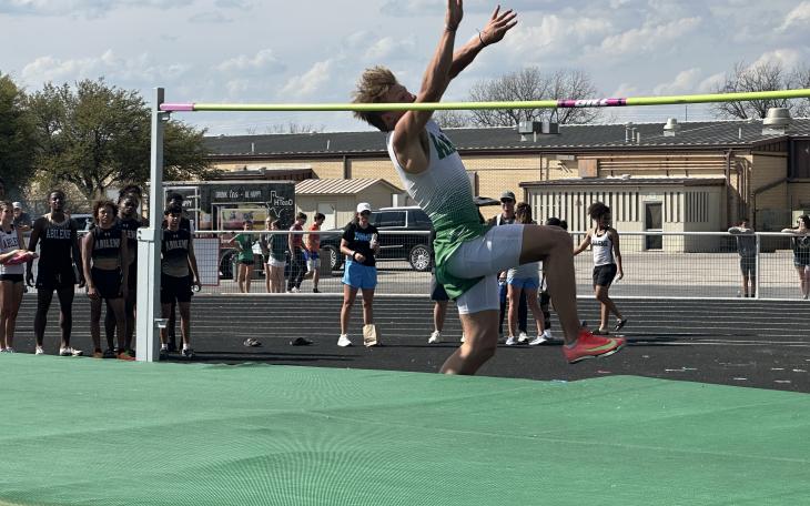 Wall's Jager Thompson competes in the high jump during the 2025 Cotton Patch Relays in Wall.