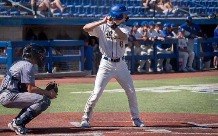 Brett Smajstrla stands in the batter's box for Angelo State during the 2025 season.