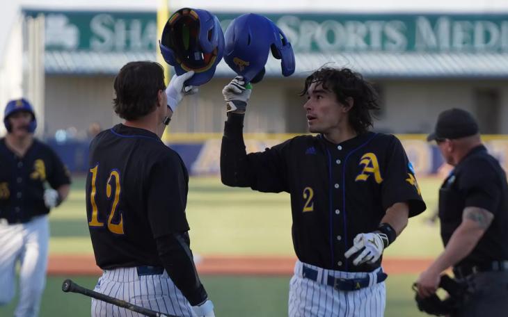 The Angelo State baseball team outslugged Eastern New Mexico on Thursday to begin its four-game series at home.