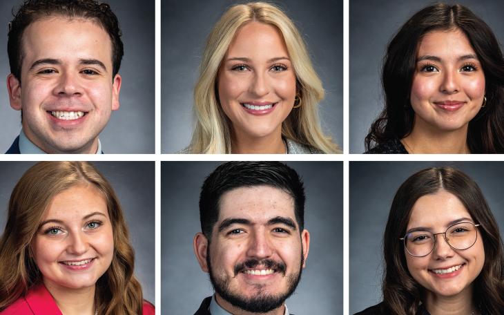 (Top, L-R) Alejandro Rodarte-Martinez, Sydney Anderson, Isabela Casillas; (Bottom, L-R) Audrey Spearman, Matthew Barton, Mia Kilman. 