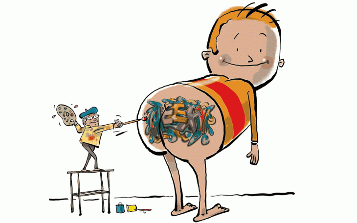 An illustration in &quot;I Need a New Butt!&quot; by Dawn McMillan