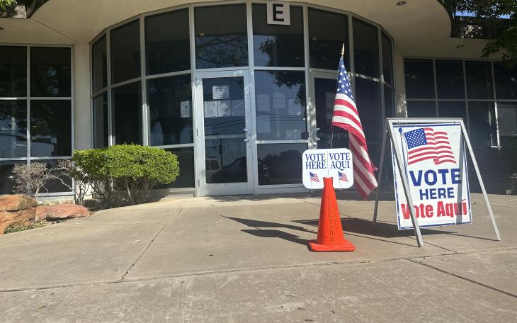 The voting center at the TxDOT building on Knickerbocker Road on May 3, 2025