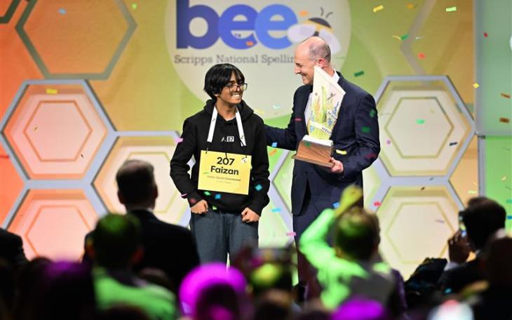 Faizan Zaki, a 13-year-old boy from Texas, claimed the Scripps National Spelling Bee title Thursday evening.