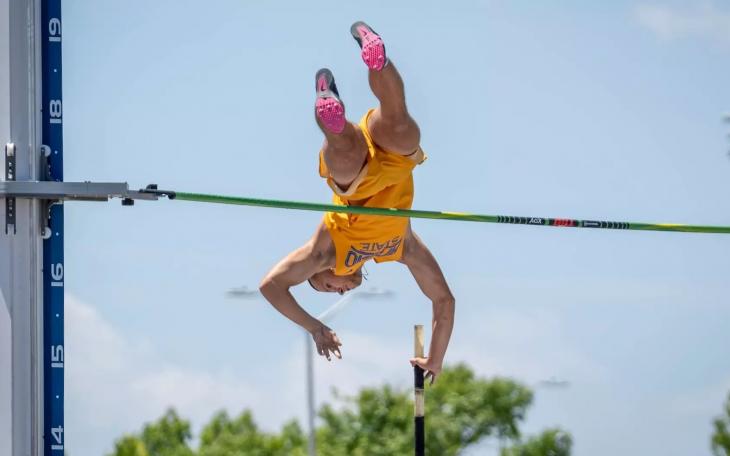 Angelo State's Oleg Ananev earned First-Team All-American honors after finishing fourth overall in the pole vault at the NCAA Division II national track meet, clearing a height of 5.32 meters (17 feet-5.5 inches).