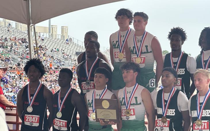 Wall Hawks Championship 4x200-meter Team (Evan Boehle, Ruben Marin, Hagynn Barbee, and Briggs Jones)