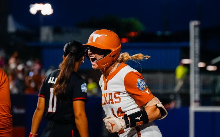 The University of Texas softball team found a way to break through against Texas Tech ace NiJaree Canady for a wild 2-1 win Wednesday in Game 1 of the Women’s College World Series.
