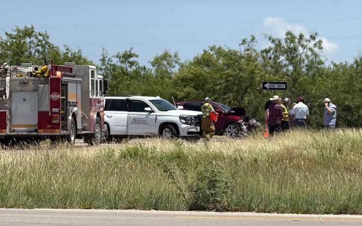 A two-vehicle crash on U.S. Highway 87 between San Angelo and Grape Creek on Monday afternoon shut down both lanes of northbound traffic.